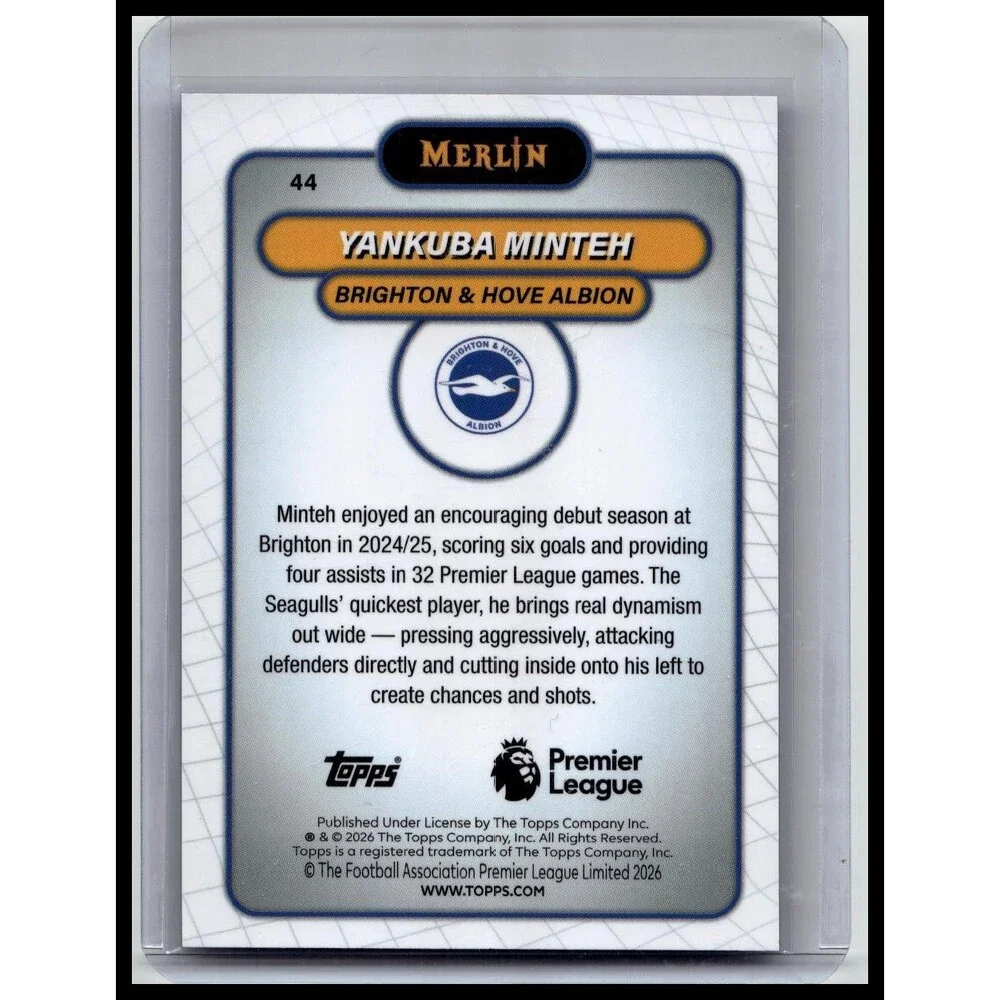 2026 Merlin Premier League #44 Yankuba Minteh Blue Refractor #/150
